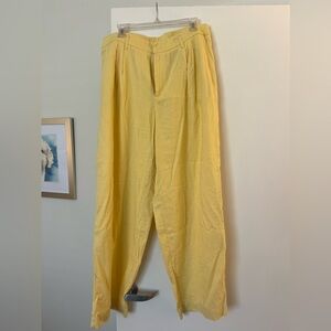 NWOT butter yellow linen pants size 14